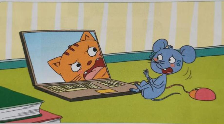 小老鼠看到电脑屏幕上的猫看图写话500字