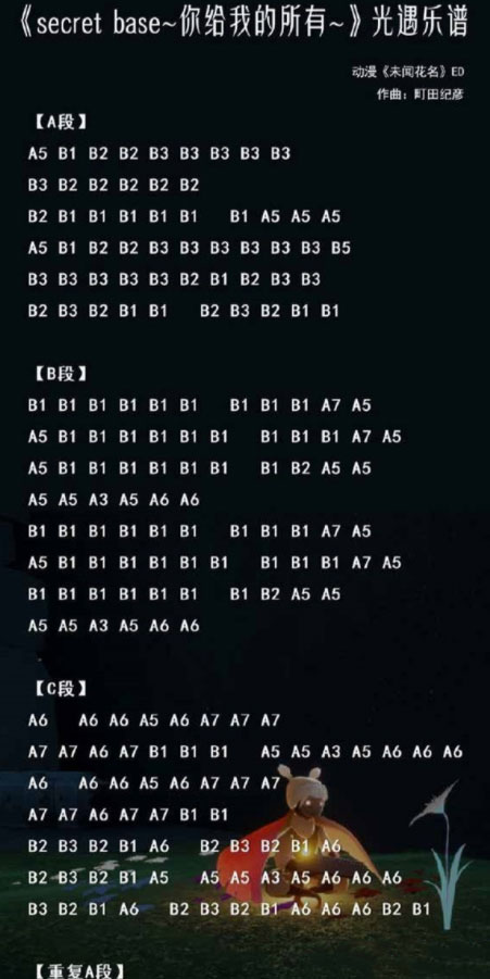《光遇》Secret Base你给我的所有怎么弹