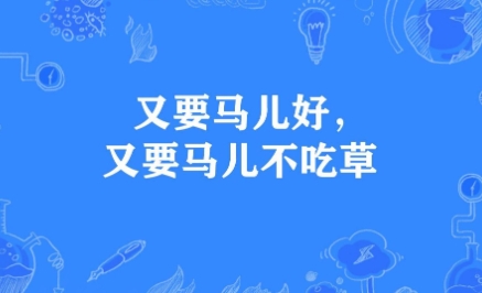 网络用语又要马儿好又要马儿不吃草是什么梗