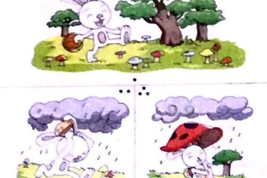 小白兔下雨打蘑菇伞看图写话二年级